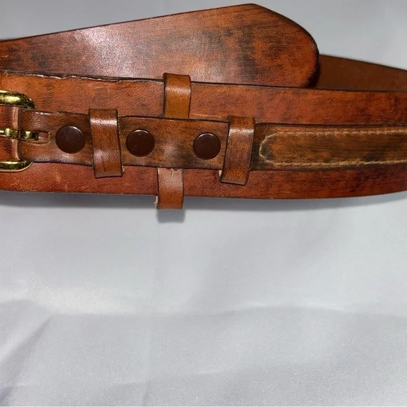 Women’s Hand stained Latitan Leather Belt Size 30 Leather Belt Embossed Eagles American Indian Belt Buckle  main image 4